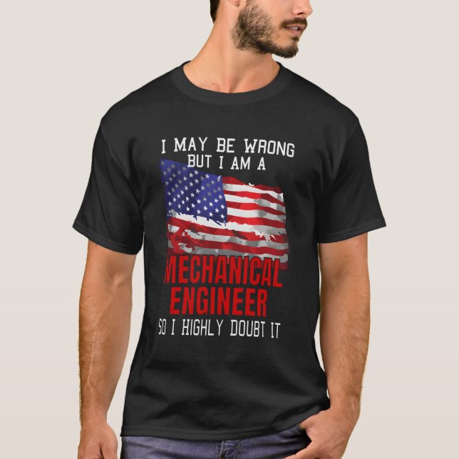 Mechanischer Ingenieur Amerikanischer Flag Funny U T-Shirt (Vorderseite)