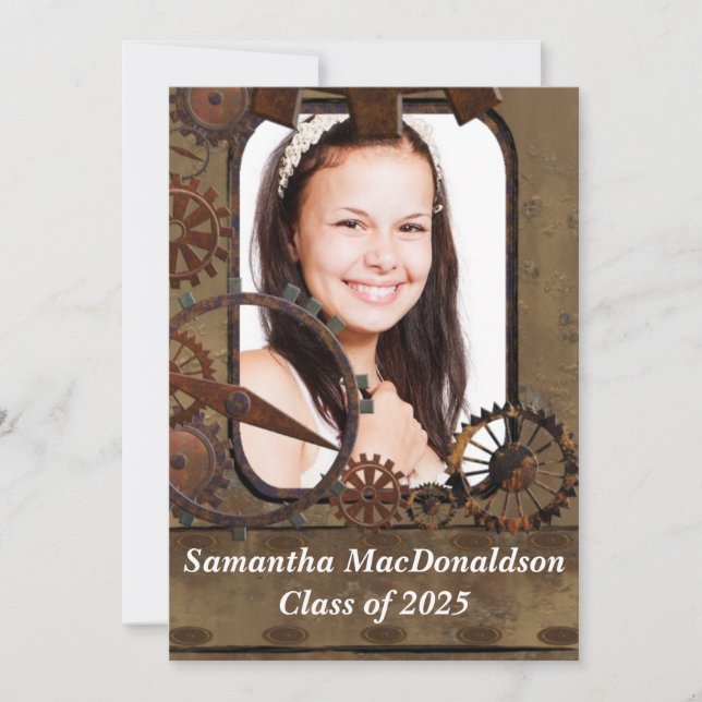 Mechanischer Maschinerie-Foto-Abschluss Einladung (Vorderseite)