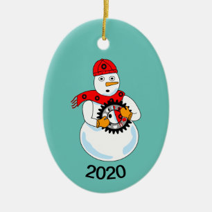 Mechanischer Snowman Keramik Ornament