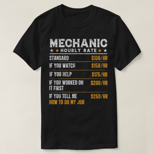 Mechanischer Stundenlohn-Mechaniker T-Shirt (Design vorne)