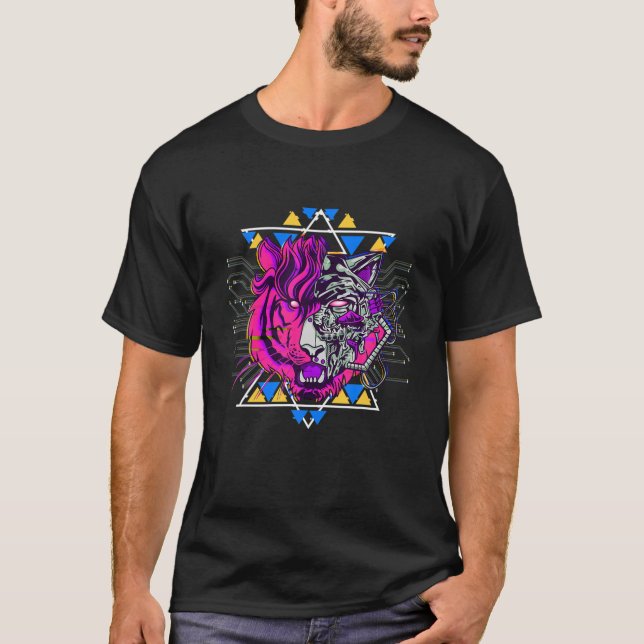 Mechanischer Tiger Robot Futuristic T-Shirt (Vorderseite)