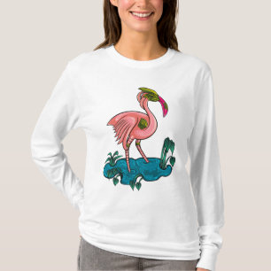 Mechanischer Vogel, rosa Flamingo Mecha Robot T-Shirt