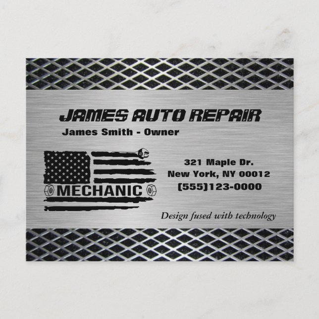 Mechanisches amerikanisches Auto Reparatur-Geschäf Postkarte (Vorderseite)
