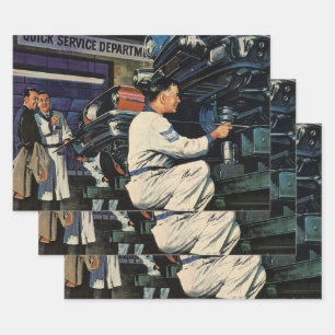 Mechanisches Auto für Vintage Car Repair Geschenkpapier Set