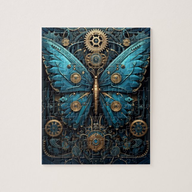 Mechanisches Blaues Schmetterlingspuzzle Puzzle (Vertikal)