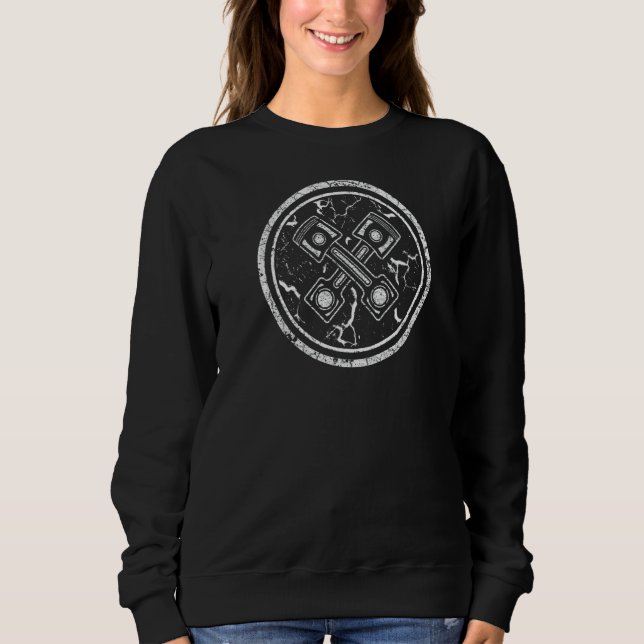 Mechanisches Circle Symbol mit Motor Piston Cross  Sweatshirt (Vorderseite)