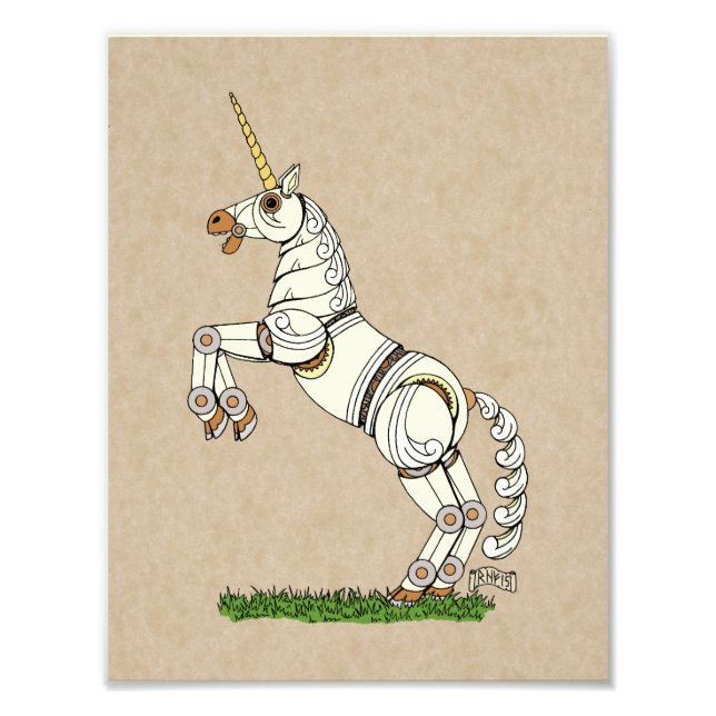 Mechanisches Einhorn Fotodruck (Vorne)