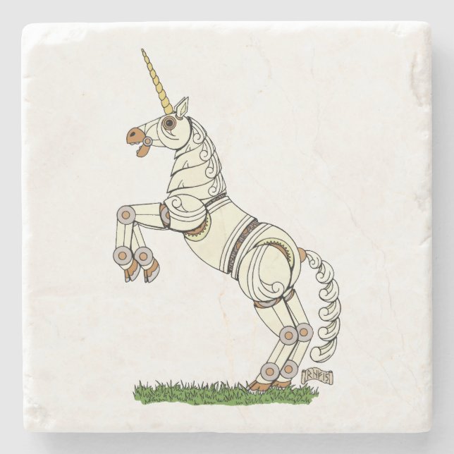 Mechanisches Einhorn Steinuntersetzer (Vorderseite)
