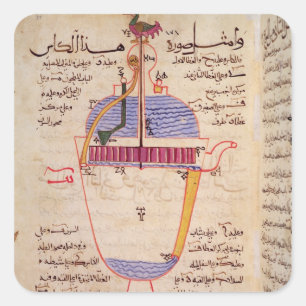 Mechanisches Gerät für das Gießen des Wassers Quadratischer Aufkleber