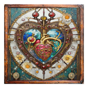 Mechanisches Herz Anatomische Steampunk-Serie Fotodruck