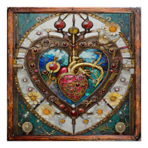Mechanisches Herz Anatomische Steampunk-Serie Poster