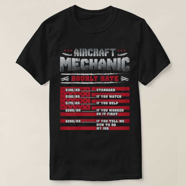 Mechanisches Luftfahrzeug mit Stundensatz T-Shirt (Design vorne)