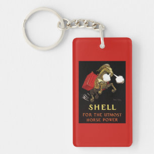 Mechanisches Pferd mit Muschel-Öl Schlüsselanhänger