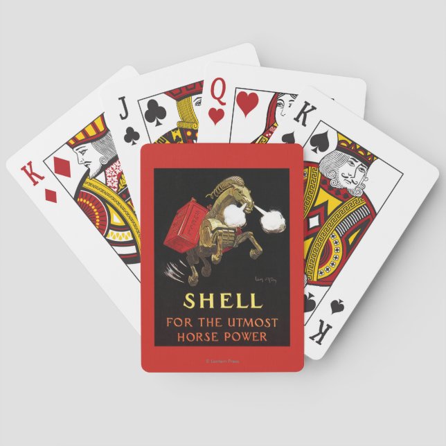 Mechanisches Pferd mit Shell Oil Spielkarten (Rückseite)