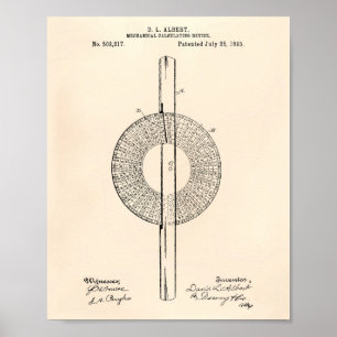 Mechanisches Rechnen 1893 Patent Kunst Alter Papie Poster