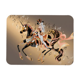 Mechanisches Steampunkpferd & Lady Flexible Magnet