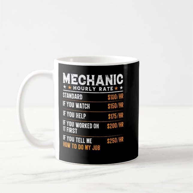 Mechanisches Stundenzettel Funny Car Mechanic Gesc Kaffeetasse (Links)