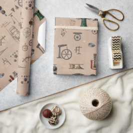 Mechanisches wissenschaftliches Muster für antikes Geschenkpapier