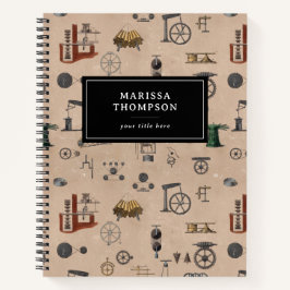 Mechanisches wissenschaftliches Muster für antikes Notizbuch