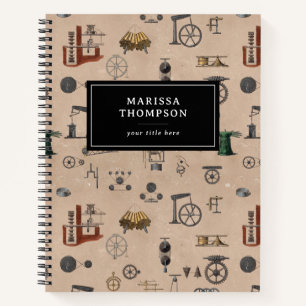 Mechanisches wissenschaftliches Muster für antikes Notizbuch