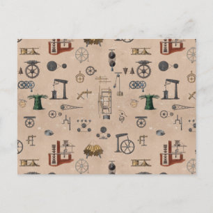 Mechanisches wissenschaftliches Muster für antikes Postkarte