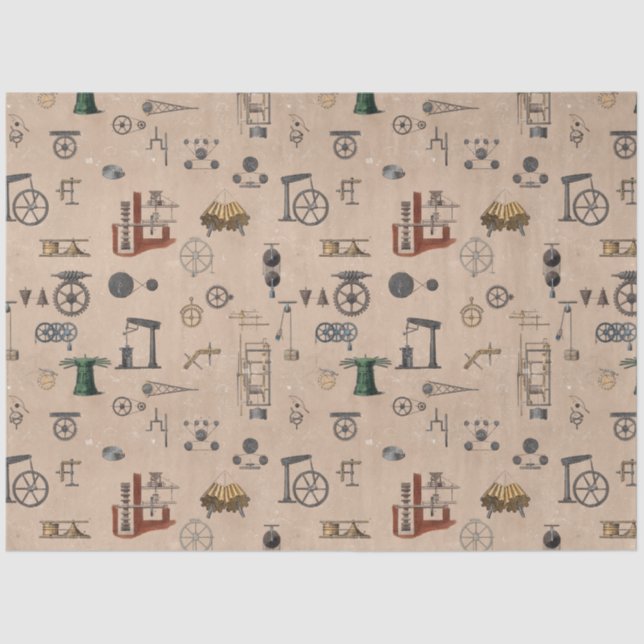 Mechanisches wissenschaftliches Muster für antikes Seidenpapier (Vorderseite)