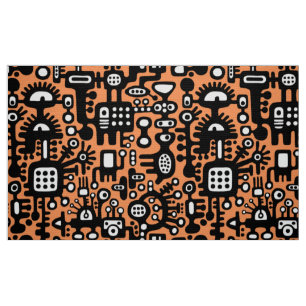 Mechanoid World - B&W mit Orange f79256 Stoff