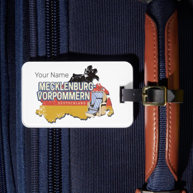 Mecklenburg-Western Pommern Vinateg Karte Deutschl Gepäckanhänger (Vorderseite Insitu 4)