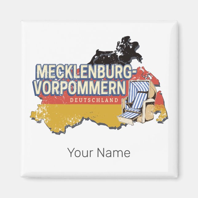 Mecklenburg-Western Pommern Vinateg Karte Deutschl Magnet (Vorne)