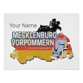 Mecklenburg-Western Pommern Vinateg Karte Deutschl Poster