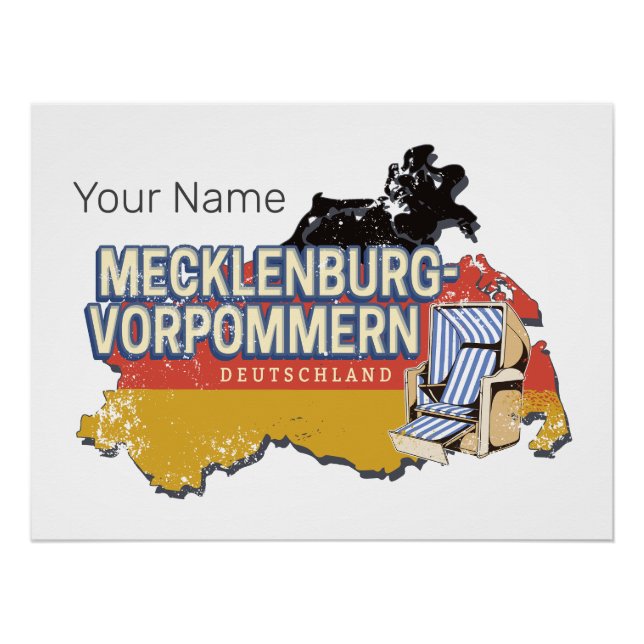 Mecklenburg-Western Pommern Vinateg Karte Deutschl Poster (Vorderseite)