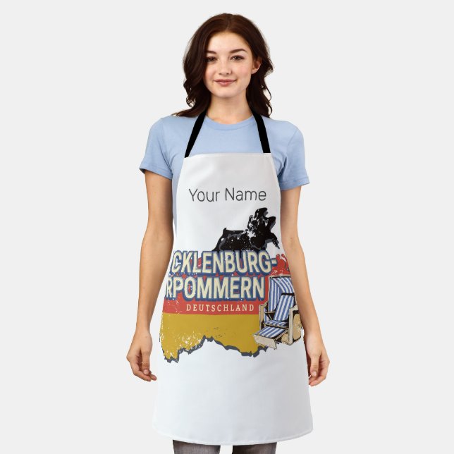 Mecklenburg-Western Pommern Vinateg Karte Deutschl Schürze (Getragen)