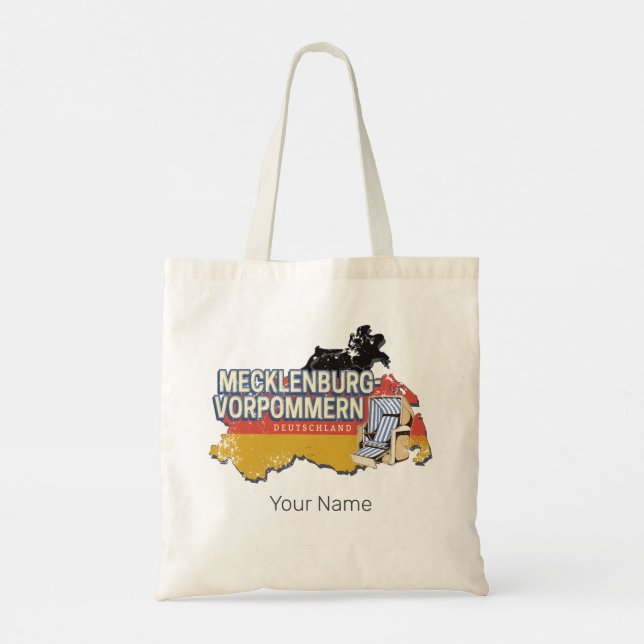 Mecklenburg-Western Pommern Vinateg Karte Deutschl Tragetasche (Rückseite)