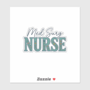 Med Chir Krankenschwester Florales Vintage-Gravurd Aufkleber