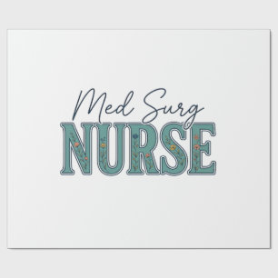 Med Chir Krankenschwester Florales Vintage-Gravurd Geschenkpapier