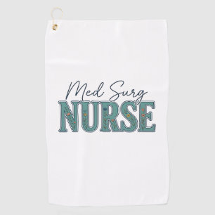 Med Chir Krankenschwester Florales Vintage-Gravurd Golfhandtuch