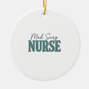 Med Chir Krankenschwester Florales Vintage-Gravurd Keramik Ornament