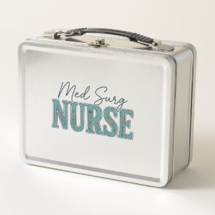 Med Chir Krankenschwester Florales Vintage-Gravurd Metall Brotdose