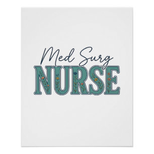 Med Chir Krankenschwester Florales Vintage-Gravurd Poster