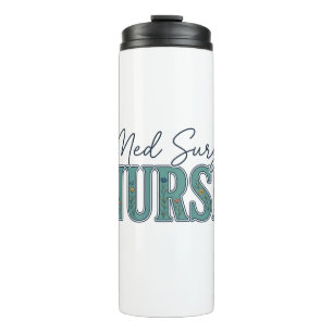 Med Chir Krankenschwester Florales Vintage-Gravurd Thermosbecher