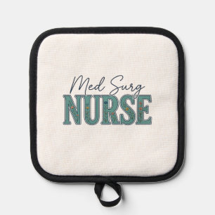 Med Chir Krankenschwester Florales Vintage-Gravurd Topflappen