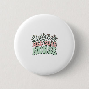 Med Chirurg Krankenschwester Floral Vintage Vektor Button