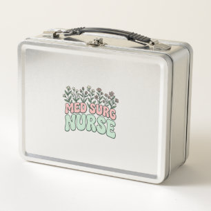 Med Chirurg Krankenschwester Floral Vintage Vektor Metall Brotdose