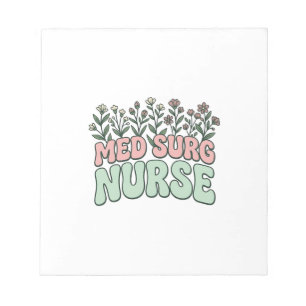 Med Chirurg Krankenschwester Floral Vintage Vektor Notizblock