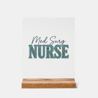 Med-Chirurg-Krankenschwester Florales Vintage-Grav Acrylschild