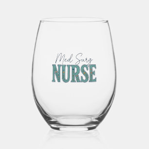 Med-Chirurg-Krankenschwester Florales Vintage-Grav Weinglas Ohne Stiel