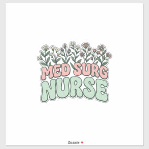 Med-Chirurgie-Krankenschwester Florales Vintage-Ve Aufkleber