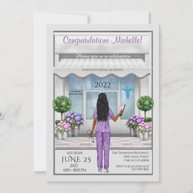 Med School Abschluss Hispanic African Invite Einladung (Vorderseite)