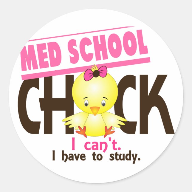 Med School Chick 1 Runder Aufkleber (Vorderseite)