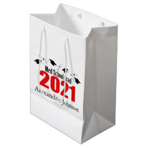 Med School Grad 2021 Abschluss Gift Bag (rot) Mittlere Geschenktüte